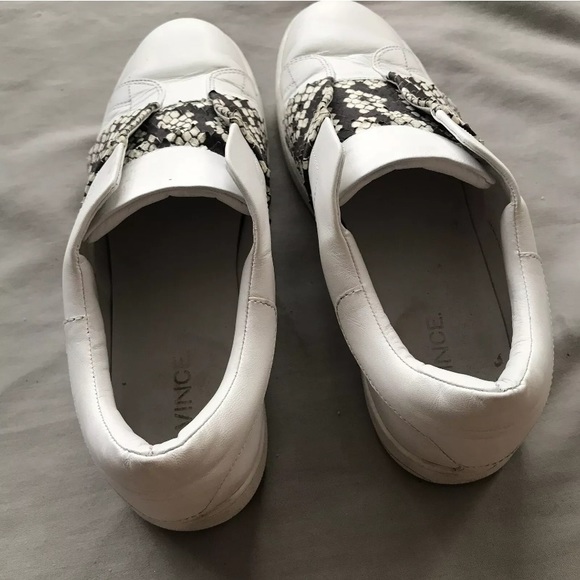 Vince Sneakers 8.5 Snakeskin White Leather Slip On - Picture 4 of 8